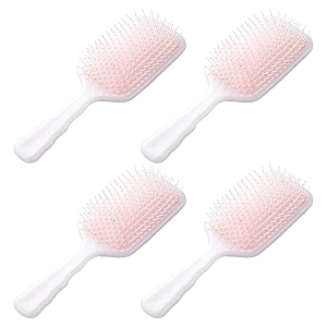 kuber industries hair brush  bristles brush  hair brush with paddle  detangles hair brush  suitable for all hair types  hair brush styling hair  pack of 4  xh45pnk  pink