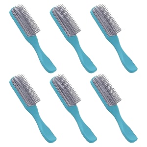 kuber industries hair brush  bristles brush  hair brush with paddle  brush for curly wavy hairs  suitable for all hair types  hair brush styling hair  6 piece  c19ble  pack of 3  blue