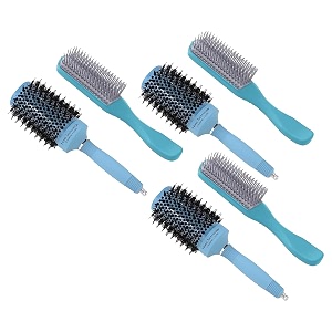 kuber industries hair brush  bristles brush  hair brush with paddle  sharp hair brush for woman  suitable for all hair types  tgx525-c19ble pack of 6 ice blue amp blue