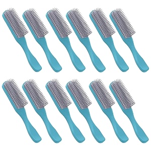 kuber industries hair brush  bristles brush  hair brush with paddle  brush for curly wavy hairs  suitable for all hair types  hair brush styling hair  12 piece  c19ble  pack of 6  blue