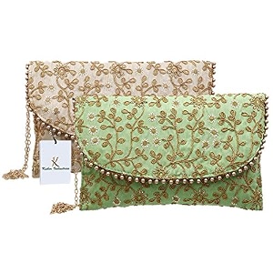 kuber industries clutch purse  hand purse  ladies hand purse with handle  traditional shagun purse  baby shower purse  gifting clutch purse  mirror check purse  pack of 3  multicolor