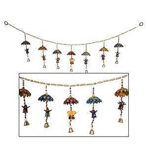 kuber industries handcrafted kalash toranumbrella hanging bandarwaldoor hanging windchime for diwali amp home decor multicolor