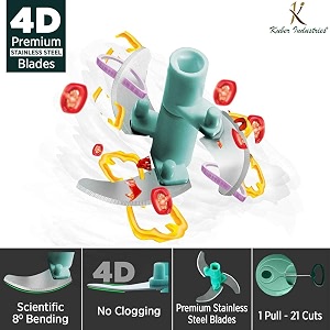 kuber industries handy dori chopper with 3 blades vegetable fruit nuts onion chopper food processor hand mixer grinder salad maker multipurpose uses chopper-pack of 2 green