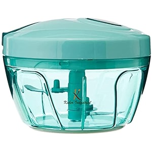 kuber industries handy dori chopper with 3 blades vegetable fruit nuts onion chopper food processor hand mixer grinder salad maker multipurpose uses chopper green standard