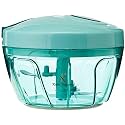 Kuber Industries Handy Dori Chopper with 3 Blades Vegetable Fruit Nuts Onion Chopper, Food Processor Hand Mixer Grinder, Salad Maker, Multipurpose Uses Chopper (Green), Standard