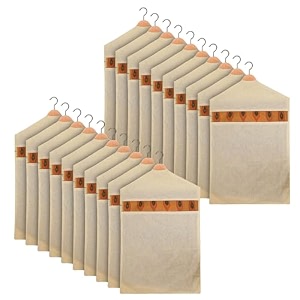 kuber industries hanging saree bag  cotton clothes bags for storage  hanging cotton saree covers  mesh window cloth storage bag  saree storage covers with zip  pack of 20  cream