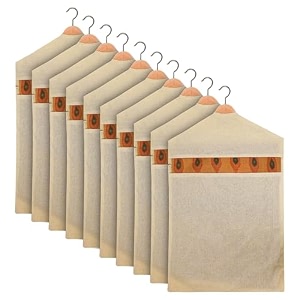 kuber industries hanging saree bag  cotton clothes bags for storage  hanging cotton saree covers  mesh window cloth storage bag  saree storage covers with zip  pack of 10  cream
