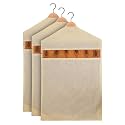 Kuber Industries Hanging Saree Bag | Cotton Clothes Bags for Storage | Hanging Cotton Saree Covers | Mesh Window Cloth Storage Bag | Saree Storage Covers with Zip | Pack of 3 | Cream