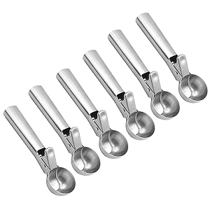 kuber industries icescoop21 stainless steel trigger ice cream scoop set set of 6 silver