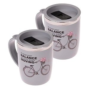 kuber industries insulated coffee mugstainless steel double wall teatumbler cupmilk mug with sliding lid for kids amp adults400 mlpack of 2 grey