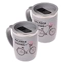 Kuber Industries Insulated Coffee Mug|Stainless Steel Double Wall Tea|Tumbler Cup|Milk Mug with Sliding Lid for Kids & Adults|400 ML|Pack of 2 (Grey)