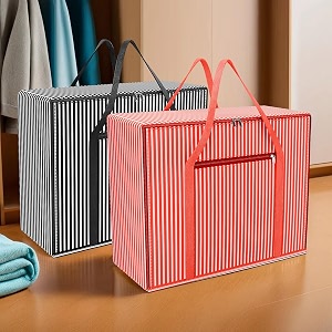 kuber industries jumbo attachi storage bag - closet organizer blanket cover zipper clothing organizer with front pocket and handle - large pack of 2 multi