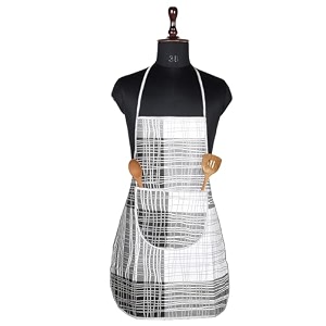 kuber industries kitchen apron set of 2 - restaurant chef cooking dress for women and men - front pocket mota check pattern blue