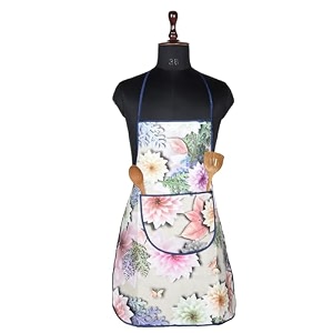 kuber industries kitchen apron set of 2 - restaurant chef cooking dress for women and men - front pocket mota check pattern blue