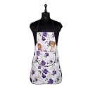 Kuber Industries Kitchen Apron | Kitchen Dress for Women | Waterproof Apron | Apron for Restaurant | Front Pocket | Apron for Chef | Cooking Apron for Men | Flower Print | Purple