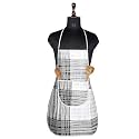 Kuber Industries Kitchen Apron Set of 2 - Restaurant, Chef, Cooking Dress for Women and Men - Front Pocket, Mota Check Pattern, Blue