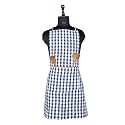 Kuber Industries Kitchen Apron Set of 2 - Restaurant, Chef, Cooking Dress for Women and Men - Front Pocket, Mota Check Pattern, Blue