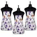 Kuber Industries Kitchen Apron | Kitchen Dress for Women | Waterproof Apron | Apron for Restaurant | Front Pocket | Apron for Chef | Cooking Apron for Men | Flower Print | Purple