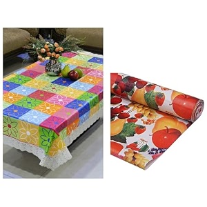 kuber industries kitchen drawercabinet shelf matflower design with pvc materialadjustable size 5 mtr roll cream-ctktc040190 amp kuber industries table clothtable cover 4 seatermulticolour