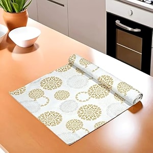 kuber industries kitchen drawercabinet shelf matflower design with pvc materialadjustable size 5 mtr roll cream-kubmart03005 polyvinyl chloride