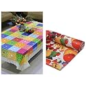 Kuber Industries Kitchen Drawer/Cabinet Shelf Mat|Flower Design with PVC Material|Adjustable Size 5 MTR Roll (Cream)-CTKTC040190 &amp; Kuber Industries Table Cloth|Table Cover 4 Seater|(Multicolour)