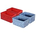 Kuber Industries Laheriya Metalic Print Non Woven Fabric 4-Replacement Drawer Storage And Cloth Organizer Unit for Closet (Blue & Red)-KUBMART16000