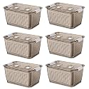 Kuber Industries Large Refrigerator Storage Crisper with Lid &amp; Detachable Hollow Basket-Pack of 6 (Brown)