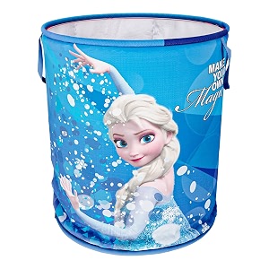 kuber industries laundry basket 45 ltr foldable non-woven basket  round cloth laundry bag  washing storage basket  disney frozen  blue