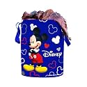 Kuber Industries Disney Print Waterproof Canvas Laundry Bag|Toy Storage| Laundry Basket Organizer With Handles, 45 L (Black), 37 Cm