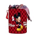 Kuber Industries Disney Print Waterproof Canvas Laundry Bag|Toy Storage| Laundry Basket Organizer With Handles, 45 L (Black), 37 Cm