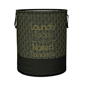 kuber industries laundry basket  non-woven round laundry basket  foldable laundry bag with handle  toy storage basket  golden dot  45 ltr  black