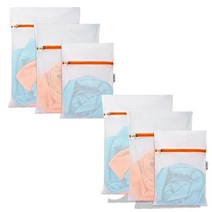 kuber industries reusable mesh laundry washing bags  laundry storage amp clothes bags for blouse hosiery jeans  6 piece set  white