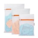 Kuber Industries Reusable Mesh Laundry Washing Bags | Laundry Storage &amp; Clothes Bags for Blouse, Hosiery, Jeans | 3 Piece Set | White