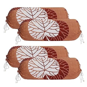 kuber industries cotton lining print bolster cover with drawstringround bedside long pillow coverdewan pillow cover set 16 x 32 bolster cover set of 2 blue amp white