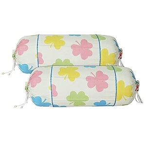 kuber industries leaf print bolster cover with drawstringround bedside long pillow coverdewan pillow cover set 16 x 32 bolster cover set of 2 multi