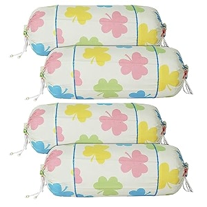 kuber industries leaf print bolster cover with drawstringround bedside long pillow coverdewan pillow cover set 16 x 32 bolster cover set of 4 multi