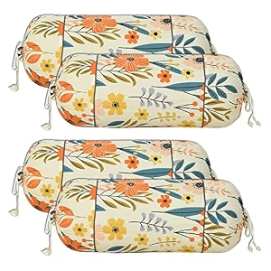 kuber industries leaf print bolster cover with drawstringround bedside long pillow coverdewan pillow cover set 16 x 32 bolster cover set of 4 cream