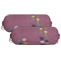 Kuber Industries 80 x 40 x 1 CM Cotton Leaf Print 144TC Bolster Cover with Drawstring|Round Bedside Long Pillow Cover|Dewan Pillow Cover Set 16 x 32 |Bolster Cover Set of 2 (Pink)