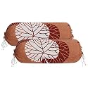 Kuber Industries Leaf Print Bolster Cover with Drawstring|Round Bedside Long Pillow Cover|Dewan Pillow Cover Set 16 x 32 |Bolster Cover Set of 2 (Brown)