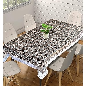 kuber industries leaf print table cloth 6 seaterwaterproof dining table cover 6 seatertable protector for indoor amp outdoor 90x60 black amp brown