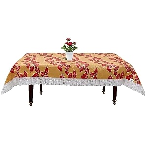 kuber industries leaf print table cloth 4 seaterwaterproof center table covertable protector for indoor amp outdoor 60x40 gold