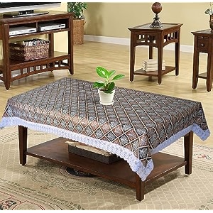 kuber industries leaf print table cloth 4 seaterwaterproof center table covertable protector for indoor amp outdoor 60x40 black amp brown