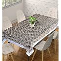 Kuber Industries Leaf Print Table Cloth 6 Seater|Waterproof Dining Table Cover 6 Seater|Table Protector for Indoor &amp; Outdoor 90x60 (Black &amp; Brown)