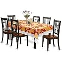Kuber Industries Leaf Print Table Cloth 6 Seater|Waterproof Dining Table Cover 6 Seater|Table Protector for Indoor &amp; Outdoor 90x60 (Gold)