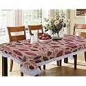 Kuber Industries Leaf Print Table Cloth 6 Seater|Waterproof Dining Table Cover 6 Seater|Table Protector For Indoor &amp; Outdoor "90x60" (Brown &amp; Red)