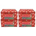 Kuber Industries Leaf Printed Saree Cover/Clothes Organiser For Wardrobe With Transparent Window, Pack of 4 (Orange)