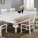 Kuber Industries Lining Design Print Table Cloth 6 Seater|Waterproof Dining Table Cover 6 Seater|Table Protector for Indoor &amp; Outdoor 90x60 (Beige)