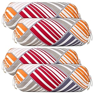 kuber industries cotton lining print bolster cover with drawstringround bedside long pillow coverdewan pillow cover set 16 x 32 bolster cover set of 4 magenta amp grey