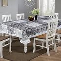 Kuber Industries Lining Print Table Cloth 6 Seater|Waterproof Dining Table Cover 6 Seater|Table Protector for Indoor &amp; Outdoor 90x60 (Grey)
