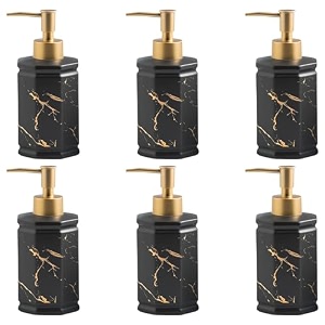 kuber industries liquid soap dispenser  handwash soap dispenser  soap dispenser for wash basin  shampoo dispenser bottle  bathroom dispenser bottle  350 ml  pack of 6  black